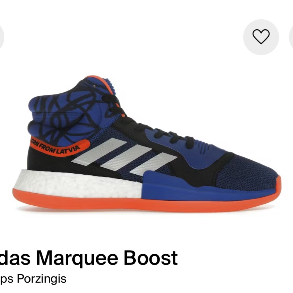 Adidas Marquee Boost Blue and Orange High-Tops “ Kristaps Porzingis” Edition